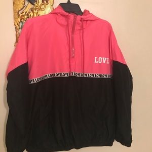 Pink Black and White Love WindBreaker